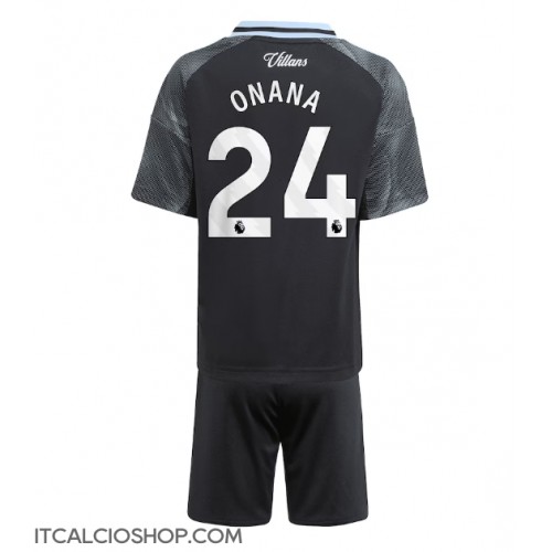 Aston Villa Amadou Onana #24 Seconda Maglia Bambino 2025-26 Manica Corta (+ Pantaloni corti)